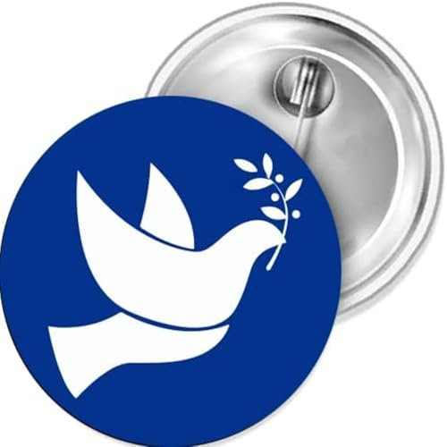 Friedenstaube weiss auf blau Button 38 mm