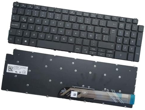 Teclado de Computadora Portátil Compatible para DELL Latitude 3510 e3510c,Vostro 15-5501 5502 P102F 5590 P88F 7500 7590 Latín Negro Sin Retroiluminación