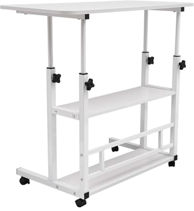 OUBUBY Hubtisch, Beistelltisch Sofatisch Laptoptisch Couchtisch C-Nachttisch Beistelltisch auf Rollen Höhenverstellbarer Schreibtisch Geeignet für Wohnzimmer Arbeitszimmer Büro 80*40cm (Warmes Weiß)