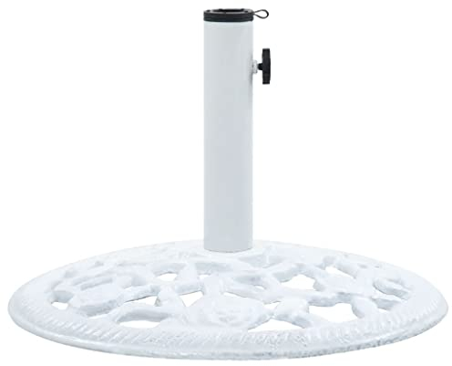 ShCuShan Socle de Parasol Blanc 12 kg 48 cm Fonte,Pied De Parasol,Pied De Parasol Lourd,Pied De Parasol sur roulettes