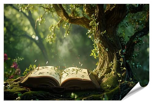 islandburner XXL Bild Poster Alte Baumabenteuer & antikes Flüstern - Entdecke das Buch-Wandbild Bibliothek Buchhandlung