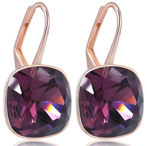 Rosegold Ohrringe Amethyst 925 Sterling Silver Kristalle Silberohrringe vergoldet NOBEL SCHMUCK