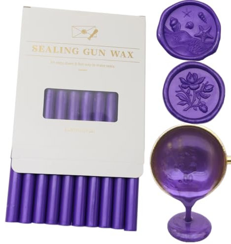 10 Pieces Purple Sealing Wax Sticks for Wax Seal Stamp, Atopbb Sealing Wax Sticks for Glue Gun,Great for Wedding Invitations, Wine Packages,Cards Envelopes, Gift Wrapping (Purple)