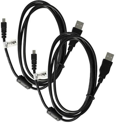 vhbw 2x Câble de données USB (USB standard type A vers appareil photo) compatible avec Nikon Coolpix S3300, S5, S500, S230 S4 appareil photo, 150 cm