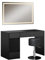 Vicco Schminktisch Omira, Schwarz, 120 cm mit LED-Spiegel und Hocker