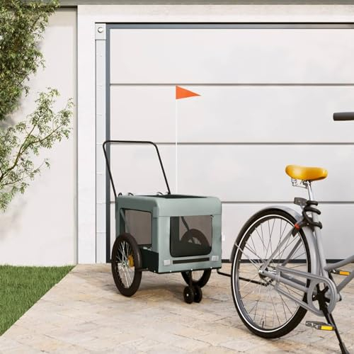 JUDYY Fahrradanhänger Hunde Grau und Schwarz Oxford-Gewebe und Eisen, Fahrrad Anhänger, Lastenanhänger, Handwagen, Fahrrad-lastenanhänger, Lastenfahrrad - 93937