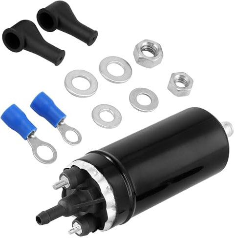 QWORK® 12V Pompa elettrica del carburante, pompa del carburante esterna in linea nera, pompa del carburante ad iniezione ad alta pressione, adatta a 0580464070