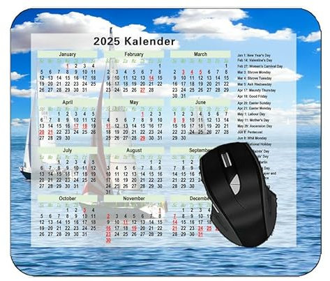 YENDOSTEEN 2025 Kalender Mauspad,Segelboot Gaming Mauspad,Computer Zubehör Anti-Rutsch Mauspad