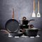 Vkoocy Set di pentole e padelle antiaderenti, set di pentole in ceramica sana, 12 pentole da cucina e padelle, senza PFA, con utensili da cucina e coperchio, nero