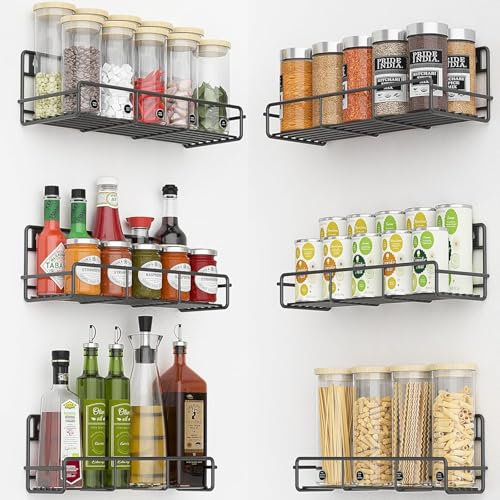 OUUTMEE gewürzregal wand, gewürzregal,6er-Pack Gewürzregal-Organizer,küchenutensilienhalter,gewürzregal wand schwarz