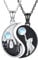 Yin Yang Halskette 925 Sterling Silber Yin Yang Anhänger Kette Partnerketten für Sie und Ihn Yin Yang Schmuck Geschenke für Damen Herren Couple (Mondstein Katzen)