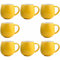 myGrtfam Ceramic Coffee Mugs Set of 8 for Latte Cappuccino Stoneware Cup Ice Cream Hot Chocolate 12oz Round Yellow