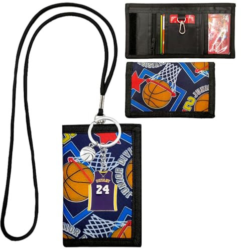 Weploda Portefeuille pour Enfant avec Porte-clés de Basket et Lanière, Modèle Ado Garçons