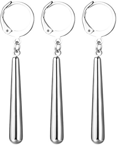 JewelryWe Zorro Ohrringe Herren 3er Set: Silber Edelstahl Roronoa Zoro Creolen Huggie Ohrringe Clip On Hängende Ohrringe One Piece Lorenor Zorro Cosplay Anime Liebhaber Fans Schmuck