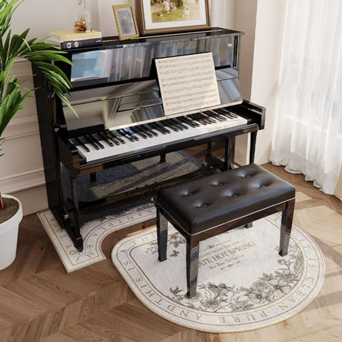 MBBTAG Klavier schalldichte Teppich, Klavier Teppich Matte, Mittlere Dicke, schallschutzteppich for Klavier, Teppich für schalldämmung Klavier, Enthält EIN Klavierkissen und EIN Hockerkissen(Flower)