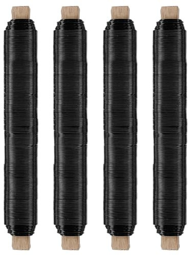 VIVIIHOO 4 Stück 38m Langer Basteldraht, lackierter Rostschutz-Bindedraht – hochwertiger Blumendraht zum Basteln – Gartendraht zum Verbinden von Blumen und Pflanzen, Ø 0,5 mm (black)