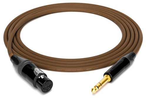 enoaudio Mogami 2534 Quad Professional Studio Cable Balanced Neutrik Gold XLR Female - 6.3 mm TRS Jack HiFi, Brown, 3.0 m