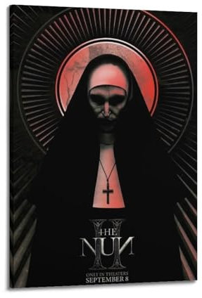 IIWERUW Poster The Nun 5.1 cm auf Leinwand, ästhetisches Cover-Poster, Vintage-Musik und Filme, dekoratives Gemälde für Wohnzimmer, Schlafzimmer, 60 x 90 cm, Rahmenstil