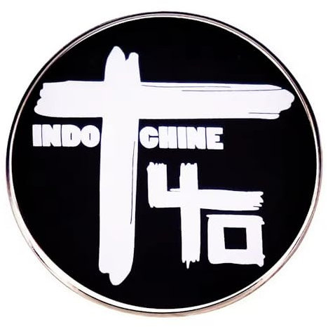 Distrigeek pin's Indochine Logo, en métal, rond, noir et blanc, badge broche, groupe musique rock pop, pin's pour homme ou femme, idée cadeau, 3 cm, accessoire décoration sac veste jean