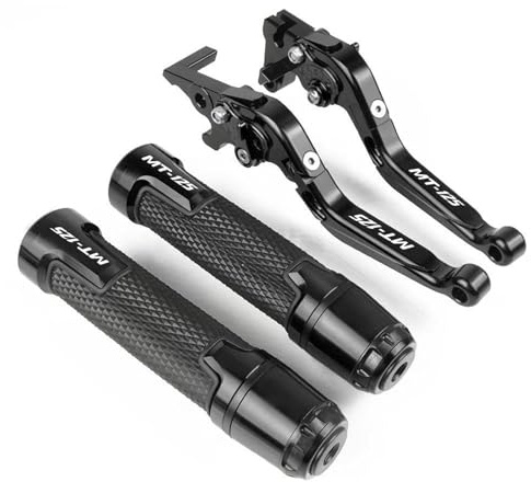 MCBXTH Bremshebel Für Yamaha MT125 MT-125 2014-2019 Motorrad MT-125 CNC Bremse Kupplung Hebel Lenker Knöpfe Griff Hand Grip(Black)
