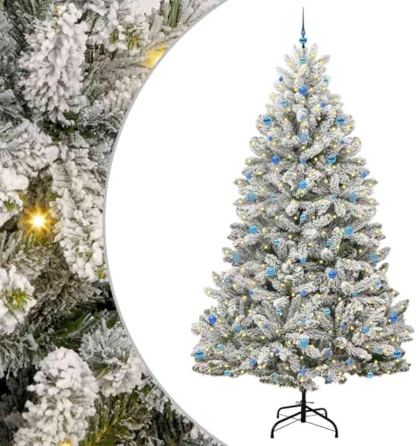 vidaXL Albero di Natale Artificiale Verde e Bianco 270 cm, Albero di Natale Minimal, con LED, Decorazione stagionale, per Interni, Stile Moderno, PVC