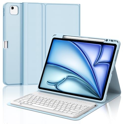 Occtingkind Per iPad Air 13 (M4/M3/M2) Cover Tastiera Italiana | Custodia Magnetica Rimovibile Bluetooth Keyboard, Lunga autonomia, Tastiera per iPad Air 13 M4 Azzurro