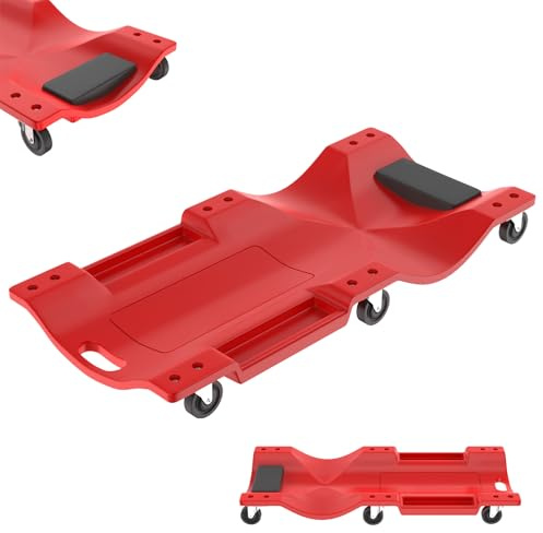 ACXIN Kfz Rollbrett Werkstatt 92x43x11,5cm, Rollbrett aus PP mit Kopfstütze und 6 Nylonrollen, Werkstattrollbrett bis 150 kg, Montagerollbrett für Rollbretter Transport, Rollwagen Werkstatt
