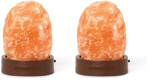 Legami - Lampada di Sale dell'Himalaya, Mini, Ø 7 cm, 300/400 g, Cromoterapia, Forma Naturale, Effetto Luminoso, Batterie non incluse, Handmade (Confezione da 2)