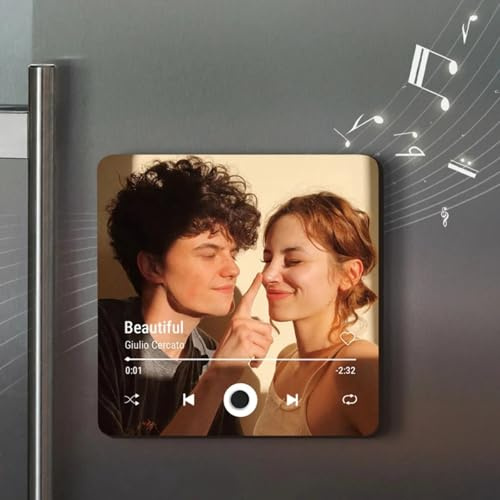 Personalized Music Fridge Magnet,Custom Spotify Photo Plaque for Refrigerator,Can Play Songs,Gift for Couples,Family,Christmas & Valentine's,Weddings,Birthdays Gift
