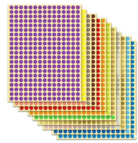 TSUOUKL 4160 Stück Klebepunkte Farbig 8mm, 16 Blatt Runde Punktaufkleber Selbstklebend, 16 Farben Farbcodierung Aufkleber Kleine Dot Sticker für Kalender, Planer, Büro, Basteln