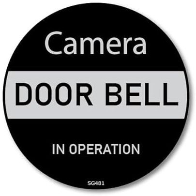 Sticker Gold - 10cm Camera Door Bell in Operation Self Adhesive Sticker - Sign, Notice, Door, Ring, Knocker, Decal SG481