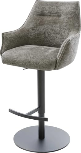 DELIFE Barstuhl Alja-Flex Drehfuß höhenverstellbar Metall Schwarz Bouclé Soft Schlamm Taschenfederkern