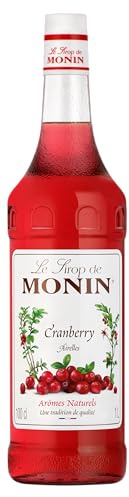 MONIN Sirup Cranberry 1,0 l | Fruchtiger Cranberry Geschmack für Cocktails, Mocktails, Limonaden und Desserts - mit hochwertigen Zutaten