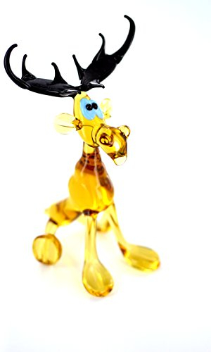 Sitzender Elch Braun - Figur aus Glas Transparent - Glasfigur Glastier Deko