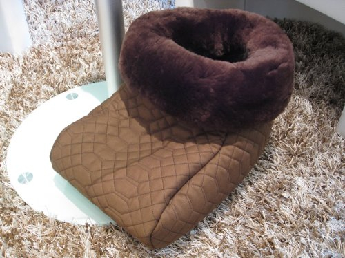 Fußsack Fußwärmer FUSA-NW-MOC-MOC Steppstoff mit echtem Merino Lammfell gefüttert 25mm mocca-mocca