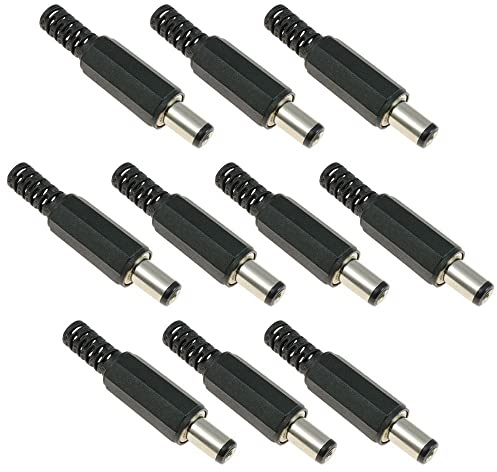 Switch Electronics 2.1mm x 5.5mm Male Power Plug Jack DC Connector 9mm Short (Pack of 10)