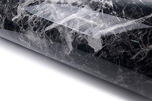 VERY BERRY STICKER Black Marble Peel and Stick Wallpaper (61cm x 200cm, High Glossy) Waterproof and Easy to Clean Self-Adhesive Film for Any Surfaces and Furniture
