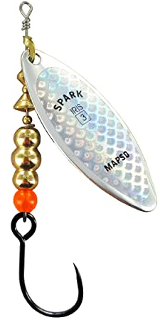 MAPSO - 5 Cucharillas de Pesca Spark-3 Plata-Iris-Plata 11,5 GMS. Anz Simple sin Muerte