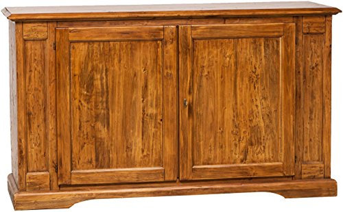 Biscottini Buffet Country en bois massif de tilleul finition noyer 180 x 58 x 105 cm