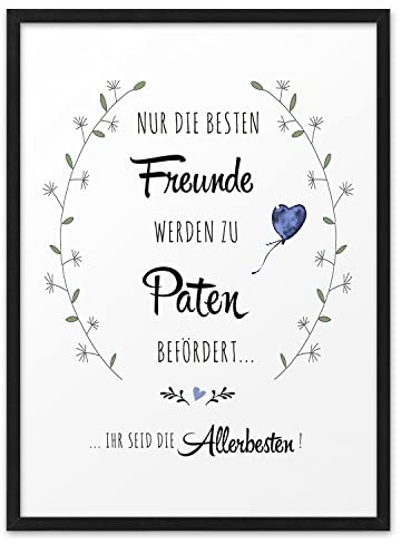 BESTE FREUNDE PATEN | ABOUKI Kunstdruck | Geschenk Bester Freund Freundin Patenonkel Patentante Geschenk Taufpaten Pate Patin Taufe | Optional Personalisiert