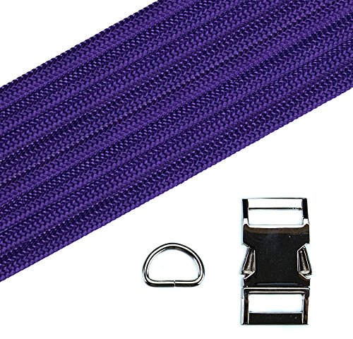 Paracord Planet Dog Collar DIY Kit - Parachute Rope Dog Collar - 550 Paracord 5/8 Buckle and 3/4 D Ring - Black & Silver Metal Hardware - Multiple Color Options Available - EBOOK How To Available