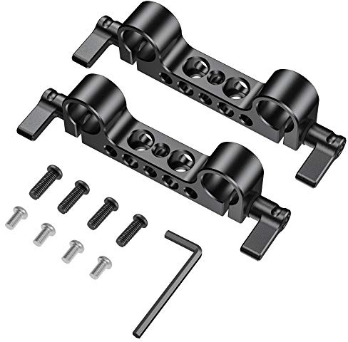 SMALLRIG Super Lightweight 15mm Railblock, 2pcs Pack with 15mm Rod Clamps, 1/4-20 Thread for DSLR Camera, Black