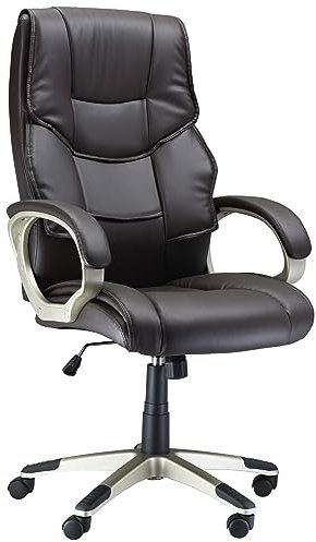 HOMCOM High Back Computer Office Chair Faux Leather Swivel Desk Chair with Adjustable Height Rocking Function Brown