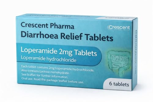 Crescent Pharma Loperamide Hydrochloride 2mg Tablets, Diarrhoea Relief Tablets, Oral Use, 6 Tablets