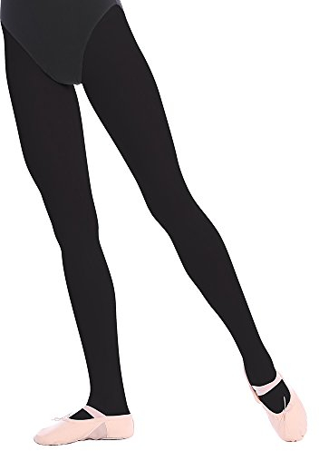 Bezioner Kinder Ballett Strumpfhose Tanzstrumpfhose mit Fuß für Kinder und Damen Schwarz 1 Paar L