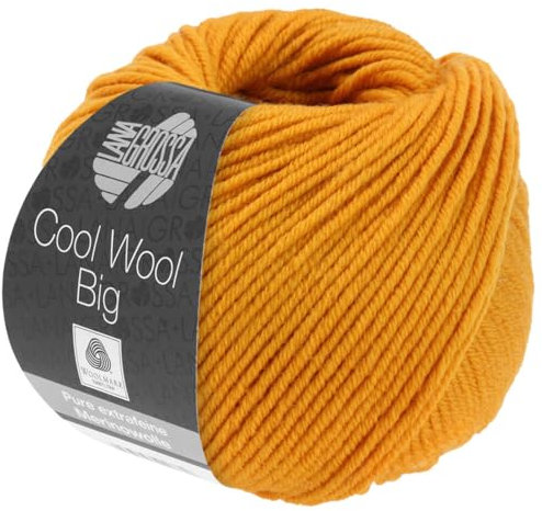 LANA GROSSA Cool Wool Big | Extrafeine Merinowolle waschmaschinenfest und filzfrei | Handstrickgarn aus 100% Schurwolle (Merino) | 50g Wolle zum Stricken & Häkeln | 120m Garn FB 974