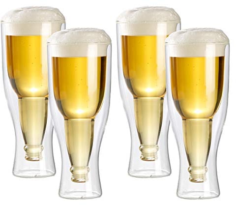infactory Thermo Bierglas: Doppelwandiges Bierglas 0,33 l im 4er-Set (Geschenk, Doppel, Biergläser 0 33)
