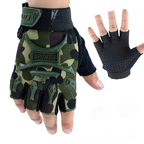 Riou Kinder kletterhandschuhe Halbfinger Sommer Rutschfest Outdoor Fahrradhandschuhe Sporthandschuhe für Jungen und Mädchen