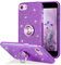 wisdompro Glitter Case for iPhone SE 2022/SE 2020, iPhone 8, iPhone 7, Cute Bling Sparkly Protective Case with Ring Stand, Women Girls Phone Case for iPhone SE 3rd Gen/2nd Gen/8/7 - Purple