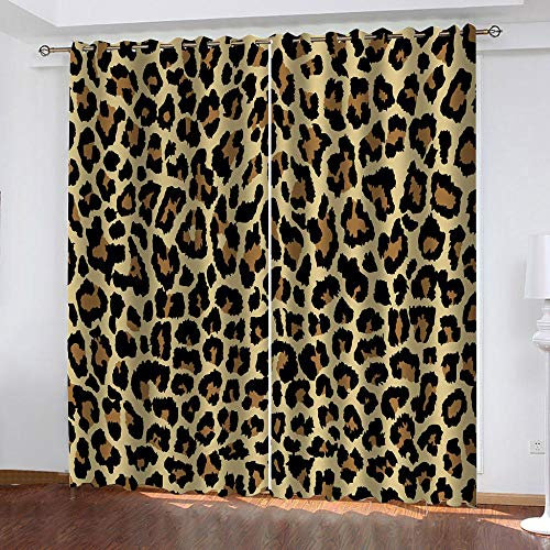 GDYRBY 3D Digitaldruck Gemusterte Tier Leopard Druck Muster Vorhang, Verdunkelungsvorhang Ösenschal Wärmeisolierung Vorhänge Fensterdekoration Für Wohnzimmer Schlafzimmer Kinderzimmer 300X280cm(HxB)